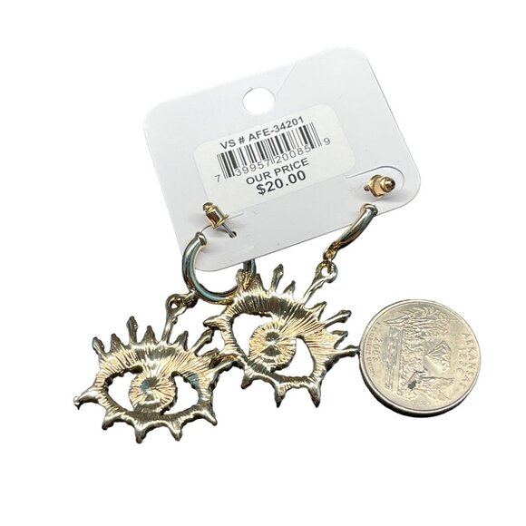 Charming Charlie MSRP Sunburst Hypoallergenic Earrings With Colorful Rhinestones - Picture 5 of 5